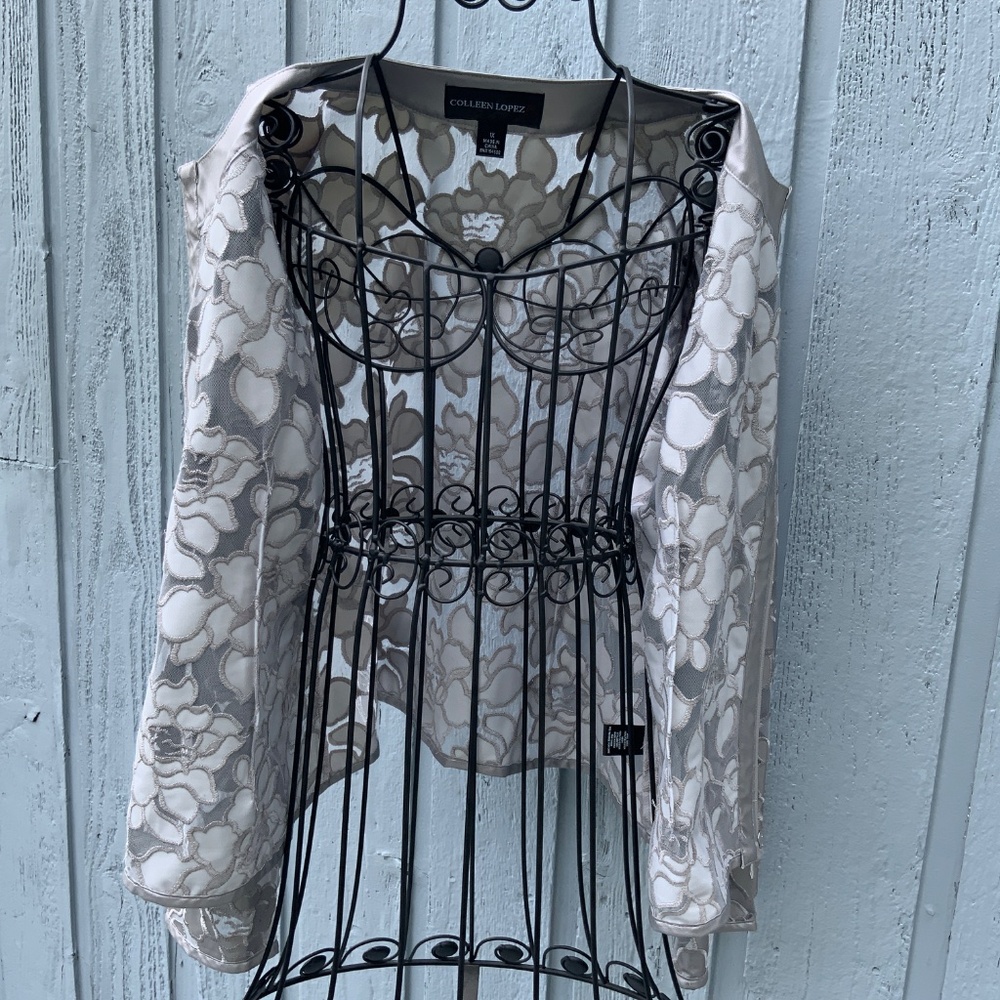Colleen Lopez Silver Faux Leather/Mesh Jacket (Size 1X) - Picture 7 of 7